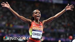 Beatrice Chebet adds a SECOND gold medal in Paris with 10000m victory  Paris Olympics  NBC Sports [upl. by Yknarf]