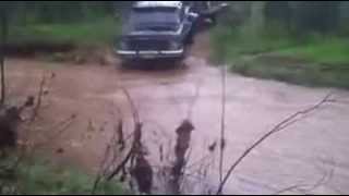 Chevy K30 Crossing A Creek With A Gooseneck Trailer [upl. by Anniahs374]