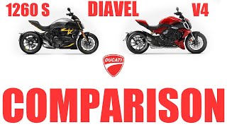 Ducati Diavel 1260S vs the 2023 Diavel V4  Comparison [upl. by Jevon]