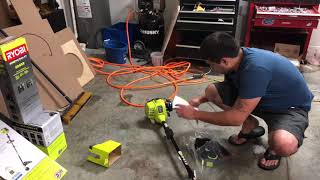 RYOBI 2 cycle straight shaft weed eater UNBOXING AND CRANK [upl. by Kenji158]