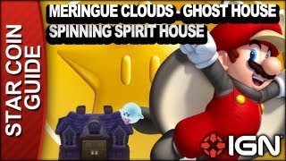 New Super Mario Bros U 3 Star Coin Walkthrough  Meringue CloudsGhost House Spinning Spirit House [upl. by Aidam]