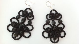 Вечерние серьги фриволите иглой серьги анкарс МК для начинающих Earrings frivolite needle ankars [upl. by Gnod]