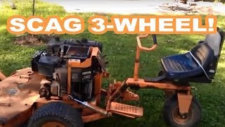 SCAG 3WHEEL 61quot COMMERCIAL LAWN MOWER demo  walk around Kohler 22hp oil cooled Turf Tiger [upl. by Anola]