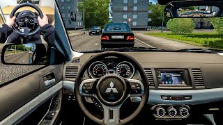 Mitsubishi Lancer X  City Car Driving Steering Wheel Gameplay [upl. by Noissap]