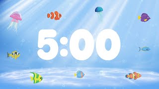 5 Minute Countdown Timer for Kids with Alarm and Fun Music  Under the Sea 🐟 [upl. by Miyasawa]