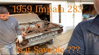 Tearing down the 1959 Impala 283  Will we find some good news [upl. by Allain358]