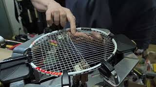 KASON 100TI badminton racket restringing with GOSEN RYZONIC65 [upl. by Lennon772]