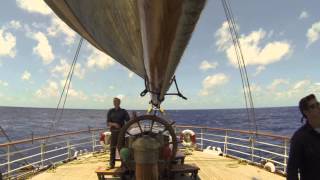 How to use the mizzen to come about or tacking on the full rigged ship Sørlandet [upl. by Hpeseoj]