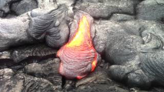 Glowing basaltic lava and forming pahoehoe [upl. by Maag69]