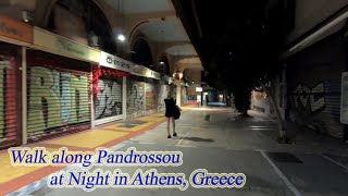 Walking in Greece Walk along Pandrossou at Night in Athens ORANGE ua [upl. by Prospero]