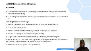 Note Making and Summarizing  Lesson 6 English Form 3 Topic 4  Reading [upl. by Enovad]