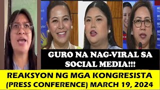 GURO NA NAGVIRAL SA SOCIAL MEDIA REAKSYON NG MGA KONGRESISTA PRESS CONFERENCEwildtvoreg [upl. by Osrit]