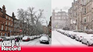 Snow arrives in Glasgow as Storm Gerrit causes travel chaos across UK [upl. by Yrome]