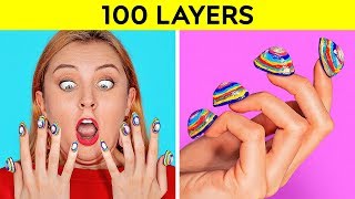 100 LAYERS CHALLENGE  100 Layers of Makeup  Ultimate 100 Coats by 123 GO CHALLENGE [upl. by Ynatterb]