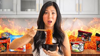 Eating the Worlds SPICIEST Noodles 🔥 Korean Noodle Challenge [upl. by Issirk]