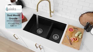 30 inch Dual Mount Double Bowl Composite Granite Kitchen Sink with Strainer by Stylish S831W [upl. by Shiau]