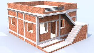 small village home design with outside stair  awesome low budget village house plan in 3d [upl. by Nodnyl]