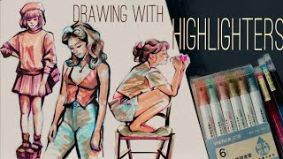 Drawing with highlighters  Vience highlighters review [upl. by Penelope]