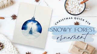 How to Paint a Snowy Forest Watercolour Christmas Ornament [upl. by Newol]