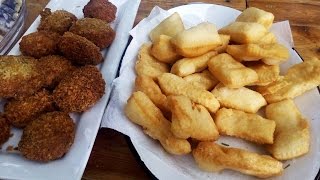 Pan frito morcilla frita y tempura de vegetales [upl. by Naiviv]