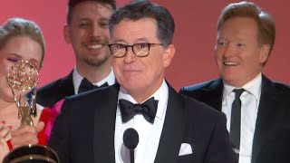 Why Conan O’Brien CRASHED Stephen Colbert’s Emmy Speech [upl. by Marolda509]