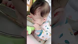 6monthold babys reaction to his first complementary feeding china baby shorts funny [upl. by Ginnie]