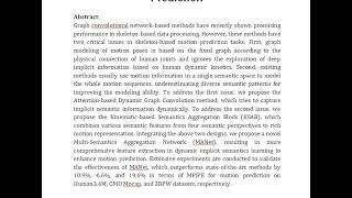 Multi Semantics Aggregation Network Based on the Dynamic Attention Mechanism for 3D Human Motion Pre [upl. by Vlad]