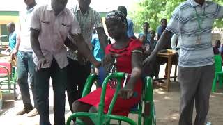 Crippled and deformed polio victims crawling to receive wheelchairs [upl. by Arte]