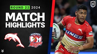 NRL 2024  Dolphins v Roosters  Match Highlights [upl. by Proudman318]