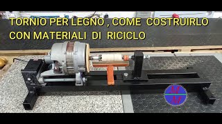 💪tornio per legno fai da te con motore lavatrice tutorial [upl. by Ajin]