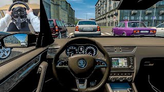 2017 Skoda Octavia RS  City Car Driving Steering Wheel Gameplay [upl. by Rednaskela]