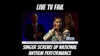 EMBARRASSING National Anthem FAIL live singer [upl. by Winifred950]