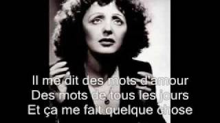 Edith Piaf La vie en rose with lyrics [upl. by Notlil]