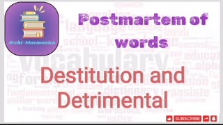 Destitution  Detrimental  meaning of Destitution  Meaning of DetrimentalBy mnemonics07 [upl. by Eseenaj]