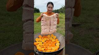 Pork crispy with orang cook recipe shortvideo shorts cooking food recipe [upl. by Milburr]