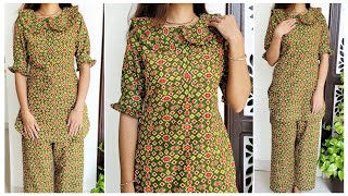 Latest Round Collar Kurti Cutting And Stitching  Very Easy Tutorial Video Step By Steps [upl. by Sherar]