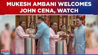 Mukesh Ambani Delightfully Welcomes John Cena For Anant Ambani amp Radhika Merchant Wedding Watch [upl. by Lynd]