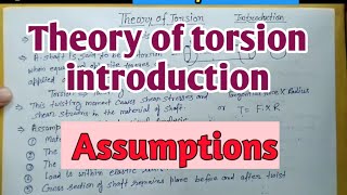 Theory of torsion introduction  assumptions  lecture 01  Engineering Mechanics  Sumit Dwivedi [upl. by Remmos]