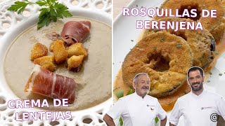 CREMA de LENTEJAS y Rosquillas de BERENJENA FRITAS con salsa de Arguiñano [upl. by Raskin620]