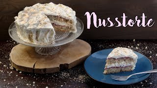 MASCARPONE NUSSTORTE BACKEN  Nussbiskuit mit Mascarponecreme  einfache Sahnetorte selber machen [upl. by Helena282]