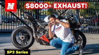 Ducati Panigale V4 SP2 Gets 8000 Akrapovic Exhaust  SP2 Series Part 4  Motomillion [upl. by Mehala898]