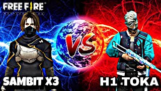 SAMBIT X3 VS H1 TOKA 🔥 1 VS 1  COSTOM MATCH  freefire odisha sambitx3 [upl. by Brittney]