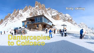 Italy Skiing Dantercepies to Colfosco italy dolomites skiing wintersports mountains [upl. by Alolomo]