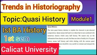 Trends in HistoriographyQuasi History1st BA History1st semCalicut University [upl. by Rauch]