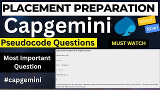 Capgemini Important Pseudocode Questions capgemini [upl. by Akiam604]