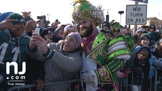 Eagles players dance and take photos with Philadelphia fans [upl. by Bouchier24]