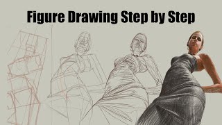 Foreshortening Figure Drawing Step by Step and digital color penciling [upl. by Eresed]