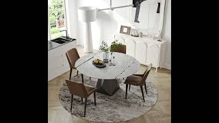 Extendable Round Sintered Stone Dining Table with Leaves [upl. by Ardeha439]