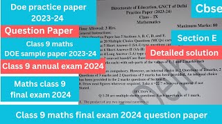 class 9 maths sample paper 202324  solution  class 9 maths DOE sample paper 202324  cbse [upl. by Esmeralda]