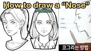 How to draw a Nose  How to position the nose simple 👃 [upl. by Eniamraj]